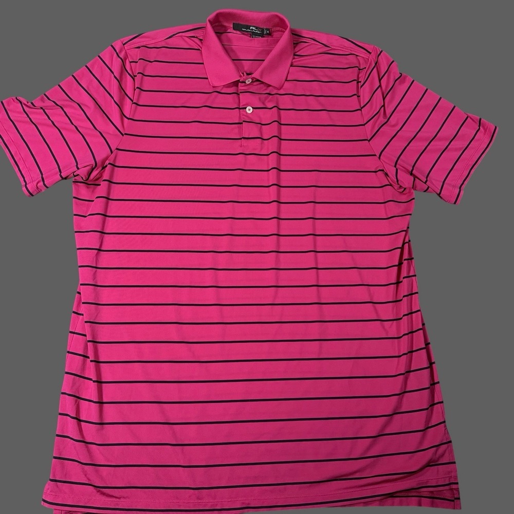 RLX Golf Ralph Lauren Polo Shirt Size XL  Men's Striped Performance F712 Pink - Picture 2 of 10